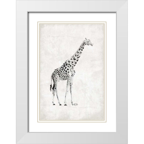 GIRAFFE White Modern Wood Framed Art Print with Double Matting by OnRei