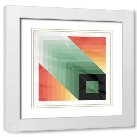 GEO Square White Modern Wood Framed Art Print with Double Matting by OnRei