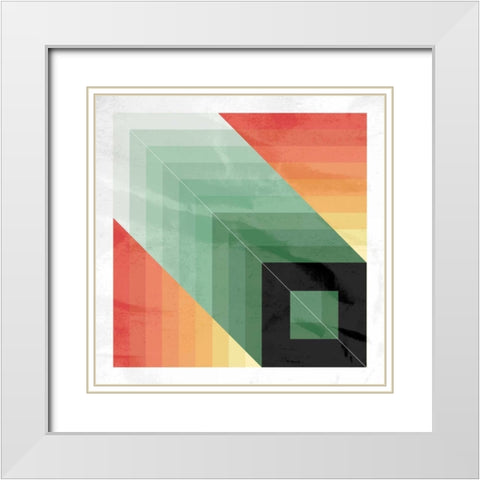 GEO Square White Modern Wood Framed Art Print with Double Matting by OnRei