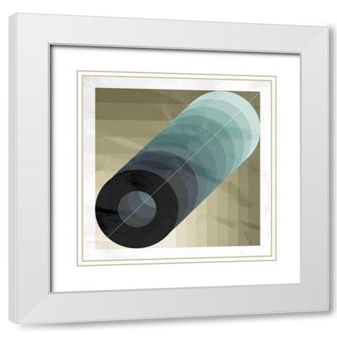 GEO Circle White Modern Wood Framed Art Print with Double Matting by OnRei