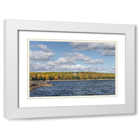 Lake View White Modern Wood Framed Art Print with Double Matting by Orlando