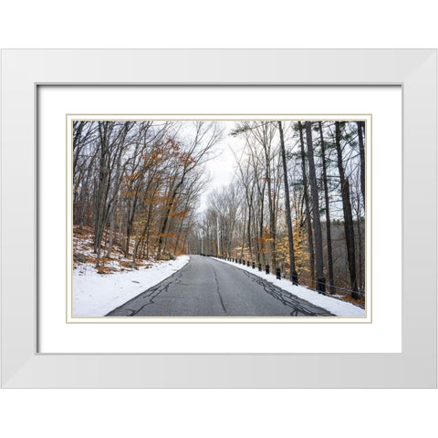 Cold Long Road White Modern Wood Framed Art Print with Double Matting by Orlando