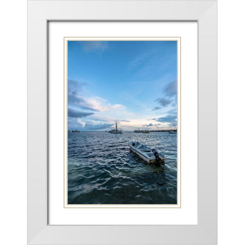 Engin Boat White Modern Wood Framed Art Print with Double Matting by Orlando
