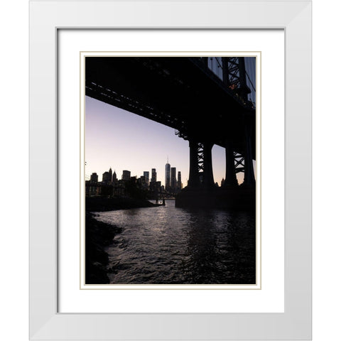 NYC at Dusk White Modern Wood Framed Art Print with Double Matting by Orlando