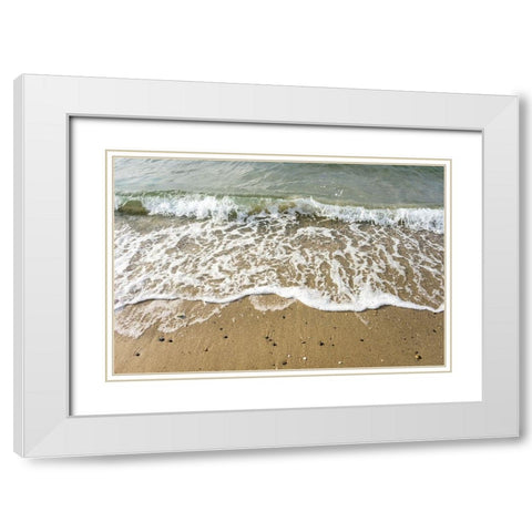 Ocean Waves White Modern Wood Framed Art Print with Double Matting by Orlando