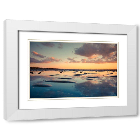 Blue Reflection White Modern Wood Framed Art Print with Double Matting by Orlando