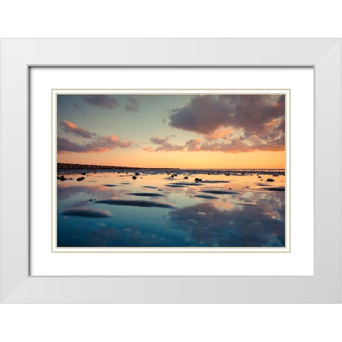 Blue Reflection White Modern Wood Framed Art Print with Double Matting by Orlando
