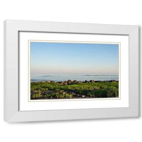 Rocky Shore White Modern Wood Framed Art Print with Double Matting by Orlando