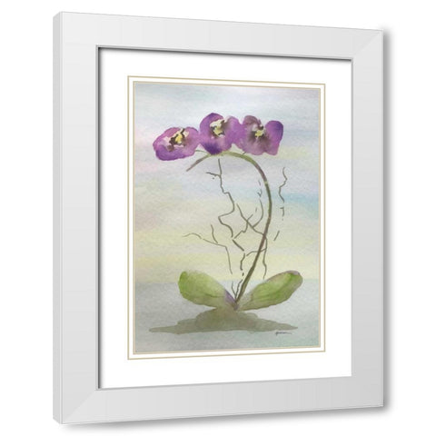 Orchid Duo 2 White Modern Wood Framed Art Print with Double Matting by Pearson, Debbie