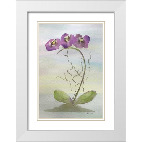 Orchid Duo 2 White Modern Wood Framed Art Print with Double Matting by Pearson, Debbie