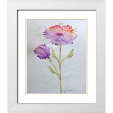 Poppies 1 White Modern Wood Framed Art Print with Double Matting by Pearson, Debbie