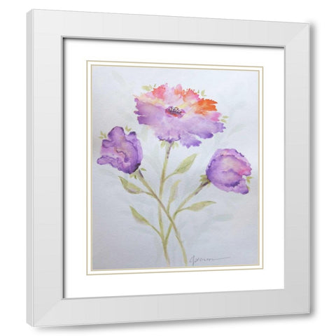 Poppies 2 White Modern Wood Framed Art Print with Double Matting by Pearson, Debbie