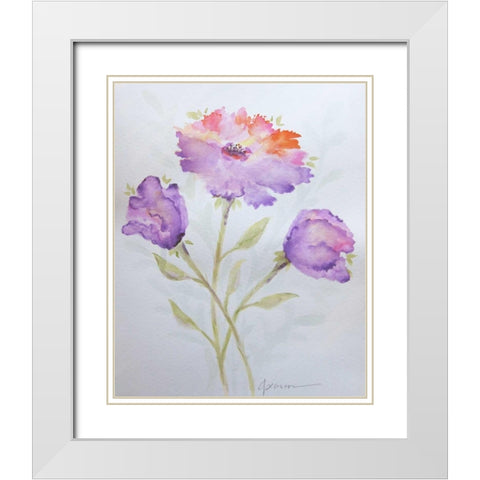 Poppies 2 White Modern Wood Framed Art Print with Double Matting by Pearson, Debbie