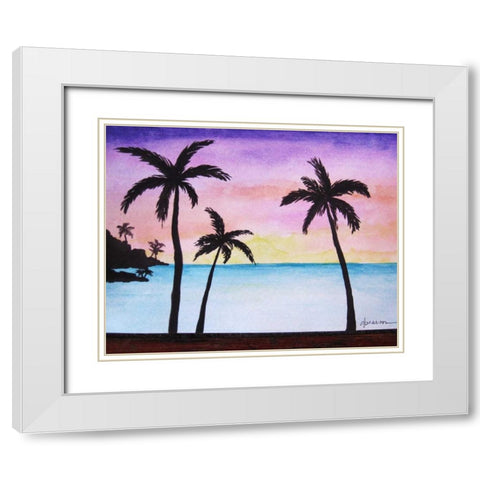 Tropical Palms 1 White Modern Wood Framed Art Print with Double Matting by Pearson, Debbie