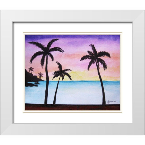 Tropical Palms 1 White Modern Wood Framed Art Print with Double Matting by Pearson, Debbie