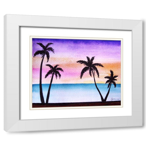 Tropical Palms 2 White Modern Wood Framed Art Print with Double Matting by Pearson, Debbie