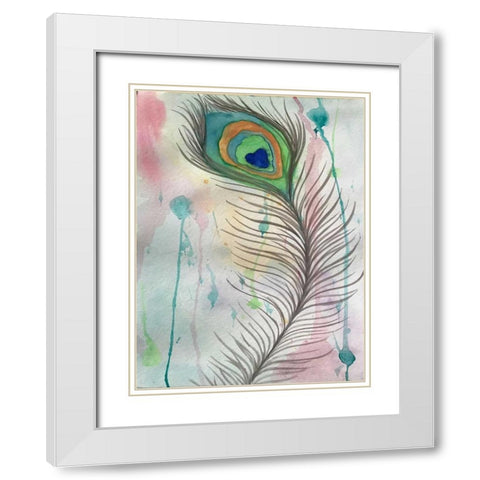 Feather 555 White Modern Wood Framed Art Print with Double Matting by Pearson, Debbie