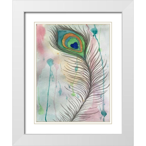 Feather 555 White Modern Wood Framed Art Print with Double Matting by Pearson, Debbie