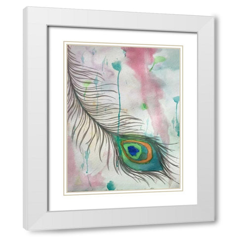 Feather 556 White Modern Wood Framed Art Print with Double Matting by Pearson, Debbie