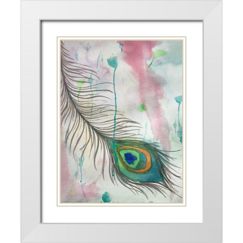 Feather 556 White Modern Wood Framed Art Print with Double Matting by Pearson, Debbie