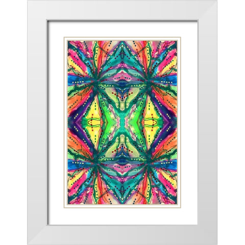 Kaleidoscope Abstract Pattern 223 White Modern Wood Framed Art Print with Double Matting by Pearson, Debbie