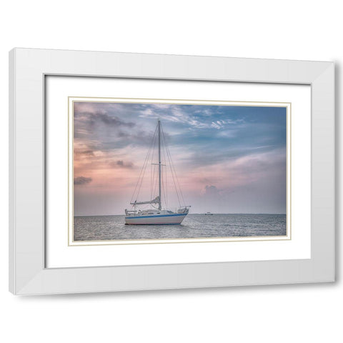 Blue Point Sunrise White Modern Wood Framed Art Print with Double Matting by DeLuca, Pat
