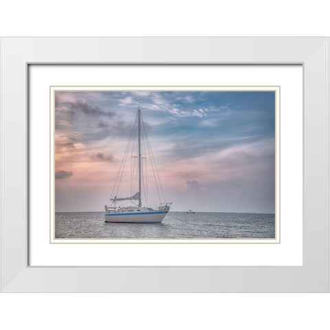 Blue Point Sunrise White Modern Wood Framed Art Print with Double Matting by DeLuca, Pat