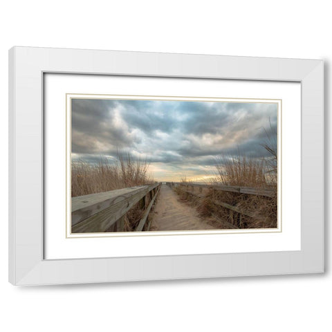 East Islip Sunset White Modern Wood Framed Art Print with Double Matting by DeLuca, Pat