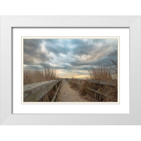 East Islip Sunset White Modern Wood Framed Art Print with Double Matting by DeLuca, Pat