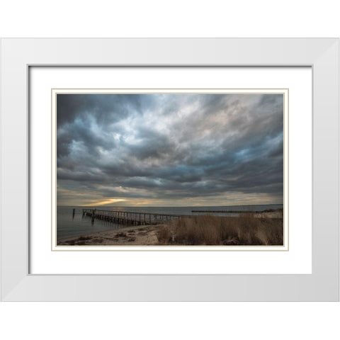 East Islip Sunset 2 White Modern Wood Framed Art Print with Double Matting by DeLuca, Pat