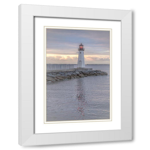 Patchogue Sunrise White Modern Wood Framed Art Print with Double Matting by DeLuca, Pat