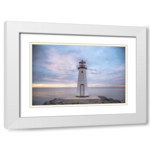 Patchogue Sunrise 2 White Modern Wood Framed Art Print with Double Matting by DeLuca, Pat