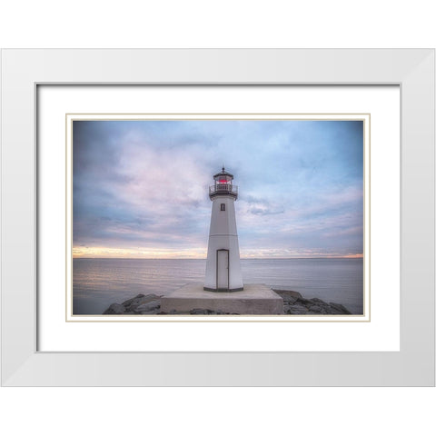 Patchogue Sunrise 2 White Modern Wood Framed Art Print with Double Matting by DeLuca, Pat