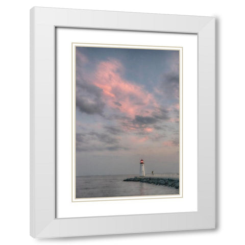 Patchogue Sunset White Modern Wood Framed Art Print with Double Matting by DeLuca, Pat