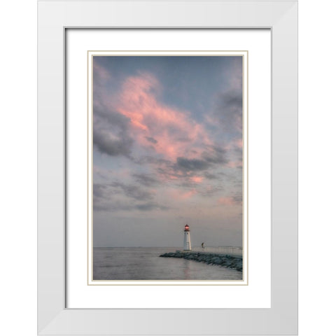 Patchogue Sunset White Modern Wood Framed Art Print with Double Matting by DeLuca, Pat