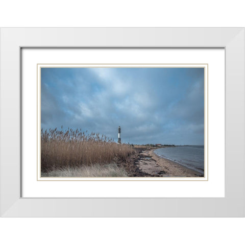 Fire Island Lighthouse White Modern Wood Framed Art Print with Double Matting by DeLuca, Pat