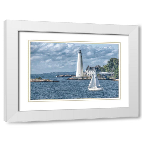 New London Harbor Lighthouse White Modern Wood Framed Art Print with Double Matting by DeLuca, Pat