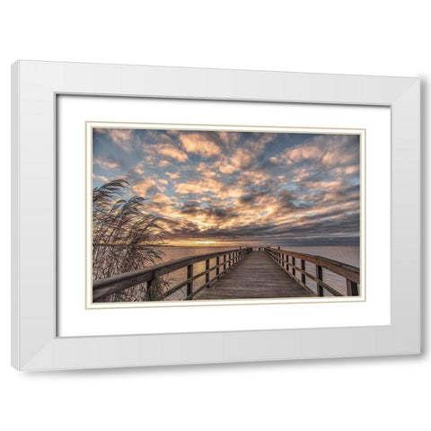 East Islip Sunrise White Modern Wood Framed Art Print with Double Matting by DeLuca, Pat