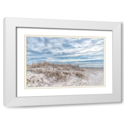 Lighthouse Beach White Modern Wood Framed Art Print with Double Matting by DeLuca, Pat
