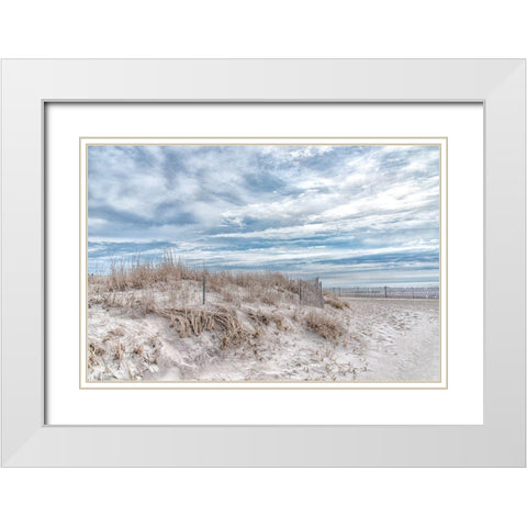 Lighthouse Beach White Modern Wood Framed Art Print with Double Matting by DeLuca, Pat