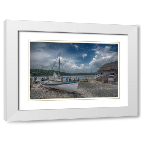Mystic Seaport White Modern Wood Framed Art Print with Double Matting by DeLuca, Pat