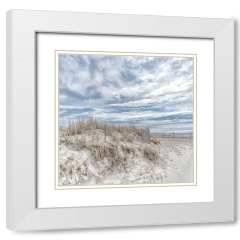 Lighthouse Beach White Modern Wood Framed Art Print with Double Matting by DeLuca, Pat