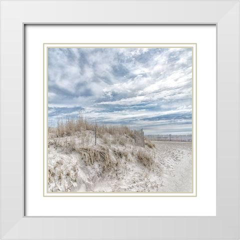Lighthouse Beach White Modern Wood Framed Art Print with Double Matting by DeLuca, Pat