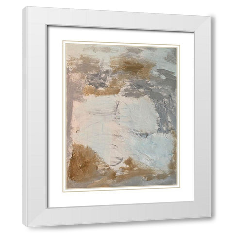 Neutral Strokes 1 White Modern Wood Framed Art Print with Double Matting by Spina, Phyllis