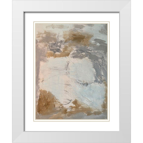 Neutral Strokes 1 White Modern Wood Framed Art Print with Double Matting by Spina, Phyllis
