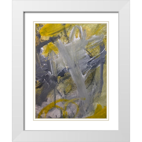 Lit Strokes 1 White Modern Wood Framed Art Print with Double Matting by Spina, Phyllis