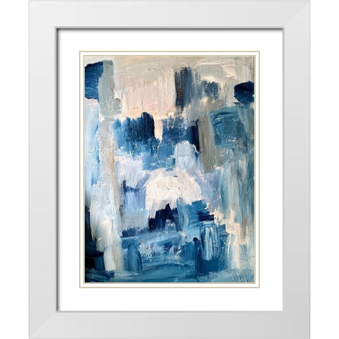 Blue Wonder White Modern Wood Framed Art Print with Double Matting by Spina, Phyllis