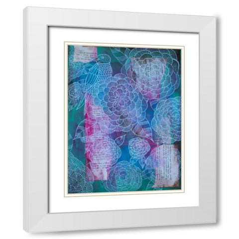 Bird And Hydrangea White Modern Wood Framed Art Print with Double Matting by Varacek, Pam