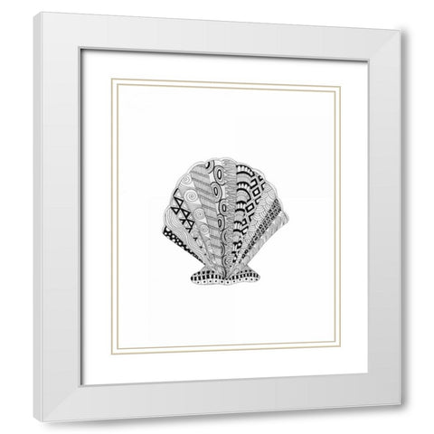 BW Decorated Scallop White Modern Wood Framed Art Print with Double Matting by Varacek, Pam