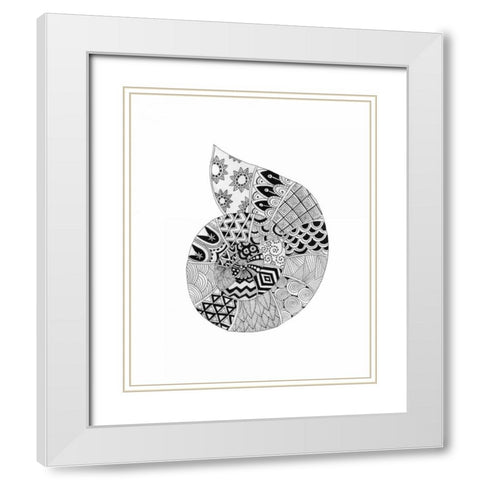 BW Decorated Nautilus White Modern Wood Framed Art Print with Double Matting by Varacek, Pam